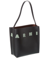 Marni Women's Museo Logo Small Leather Hobo Bag In Black
