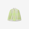 Burberry Childrens Check Cotton Blend Bomber Jacket In Vivid Lime