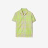Burberry Childrens Check Cotton Blend Shirt In Vivid Lime
