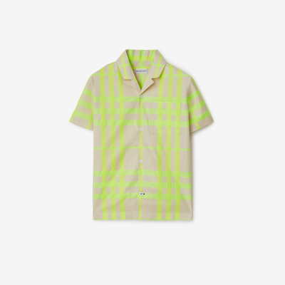 Burberry Kids'  Childrens Check Cotton Blend Shirt In Vivid Lime