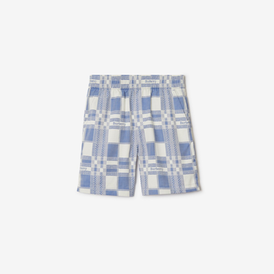 Burberry Kids'  Childrens Check Cotton Shorts In Pale Blue