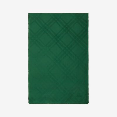 Burberry Check Silk Scarf In Green