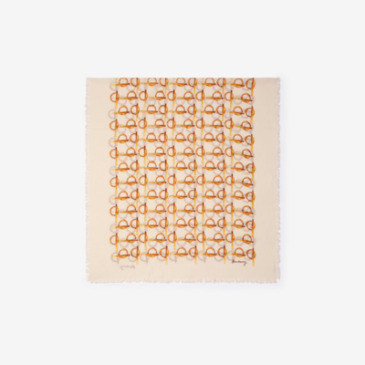 Burberry B Wool Scarf In Gold