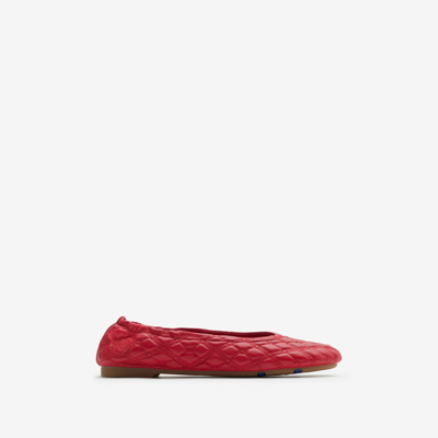 Burberry Leather Sadler Ballerinas In Scarlet