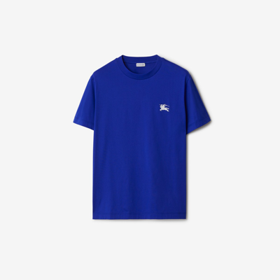 Burberry Edk Embroidered Cotton T-shirt In Blue