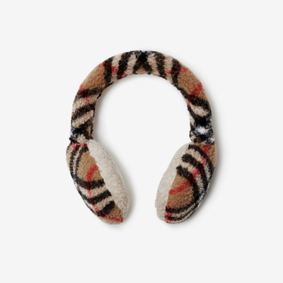 Burberry Childrens Check Earmuffs In Brown