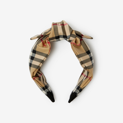 Burberry Childrens Check Stretch Cotton Headband In Archive Beige