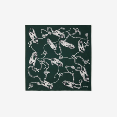 Burberry Knight Hardware Silk Scarf In Green