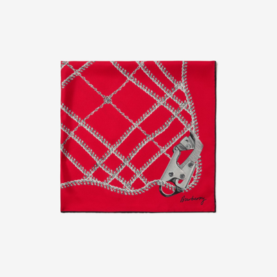 Burberry Chain Check Silk Scarf In Red