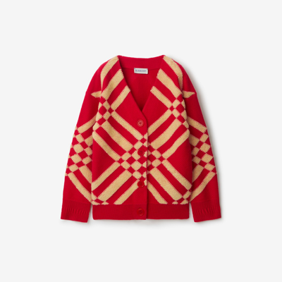 Burberry Kids'  Childrens Check Wool Cashmere Cardigan In Pillar