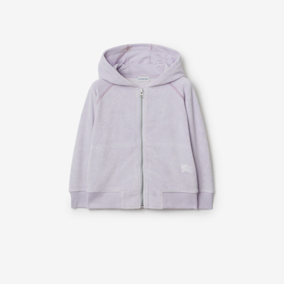 Burberry Kids'  Childrens Cotton Blend Towelling Zip Hoodie In Muted Lilac