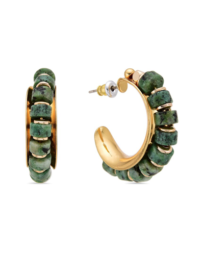 Eye Candy La Agate Mia Great Half Loop Earrings In Gold