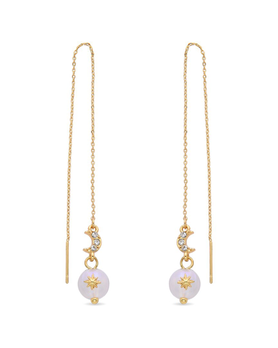 Eye Candy La Pearl Celestial Moon Drop Earrings In Gold