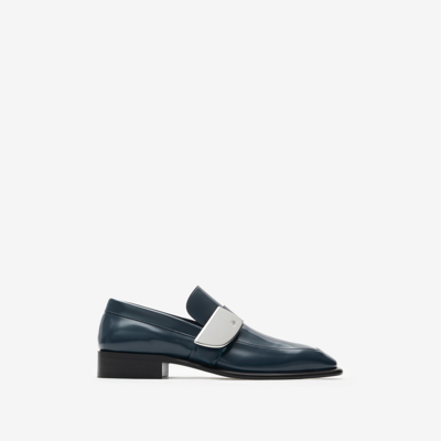 Burberry Leather Shield Loafers In Lake