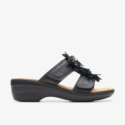 Clarks Merliah Raelyn Flower-detail Wedge Heel Platform Sandals In Black