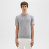 Theory Sarior Short-sleeve Sweater In Light Bilen In Light Grey Heather