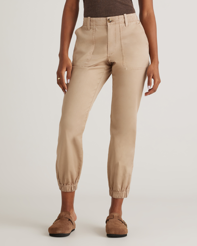 Quince Women's Organic Stretch Cotton Twill Utility Jogger In Light Khaki