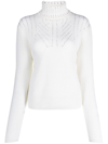 Genny Roll-neck Ribbed Jumper In White