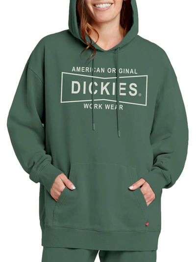 Dickies Womens Cotton Logo Hooded Sweatshirt In Green
