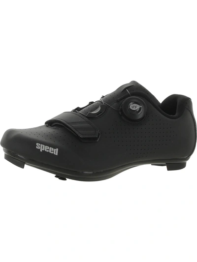 Speed Womens Faux Leather Workout Cycling Shoes In Black