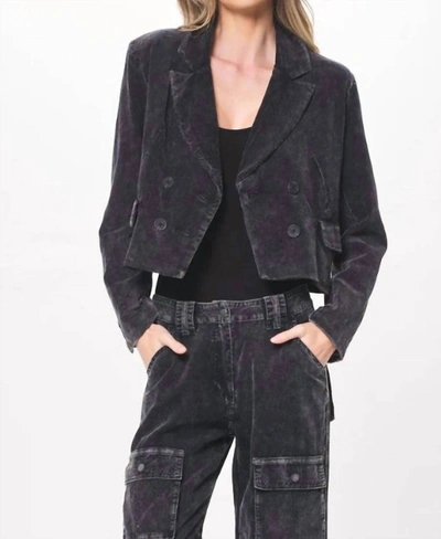 Vintage Havana Cropped Cord Blazer W/ Cargo Pocket In Black