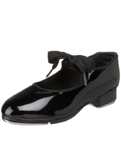 Capezio Jr. Tyette Womens Contrast Trim Heels Tap Shoes In Black