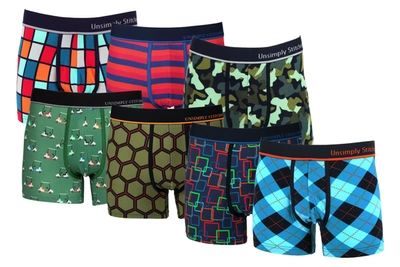 Unsimply Stitched Boxer Trunk 7 Pack In Blue Multi