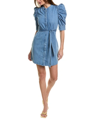 Frame Gillian Puff-sleeve A-line Mini Dress In Blue