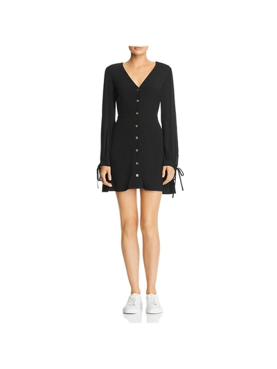 Re:named Babi Womens Button-down Tie Sleeves Casual Dress In Black