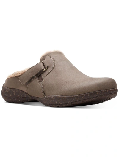 Clarks Roseville Clog Womens Leather Cozy Slide Sandals In Multi
