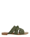 Alexandre Birman Clarita Braided Leather Flat Mules In Green
