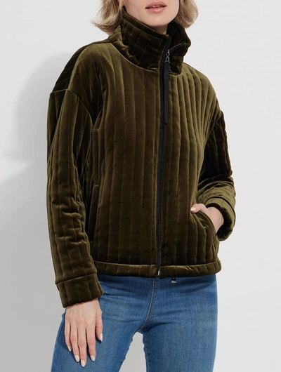 Lyssé Shea Quilted Velvet Jacket In Green Meadow In Multi