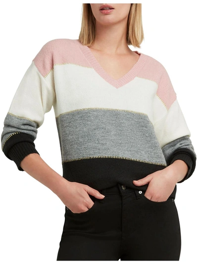 H Halston Womens Metallic V-neck V-neck Sweater In Multi