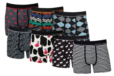 Unsimply Stitched Boxer Trunk 7 Pack In Black Multi