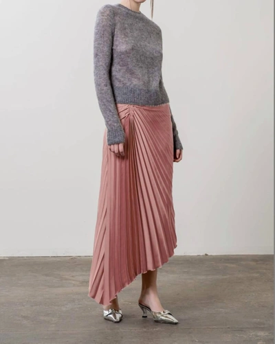 Moon River High Waist Pleated Design Unbalance Midi Skirt In Pink