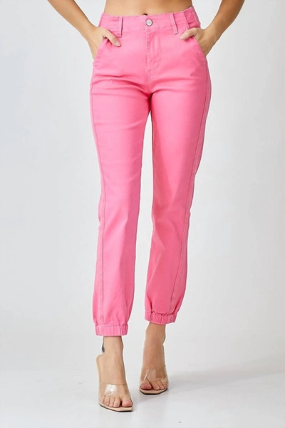 Risen High Rise Jogger Jeans In Pink