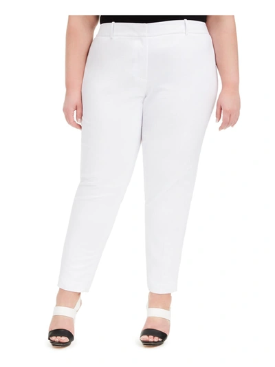 Calvin Klein Plus Womens Slim Fit Office Dress Pants In White
