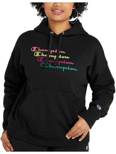 Champion Plus Womens Sweatshirt Logo Hoodie In Black