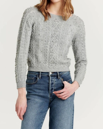 Another Love Carlotta Embellished Sweater In Marbled Dark Gray In Multi