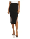 FORE WOMENS RIBBED FRONT SLIT MIDI SKIRT