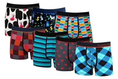 Unsimply Stitched Boxer Trunk 7 Pack In Blue Multi