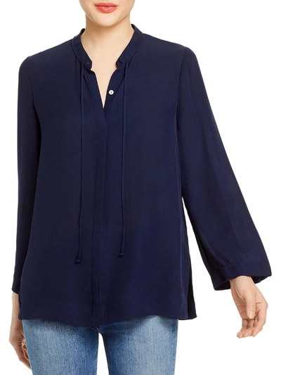 Kobi Halperin Fiona Womens Silk Sheer Blouse In Blue