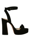 Alexandre Birman Clarita Curve Suede Platform Sandals In Black