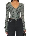 Free People Through The Meadow Ruched Mesh Top In Multi