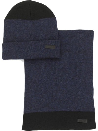 Kenneth Cole Reaction Mens Knit Warm Hat & Scarf Set In Blue