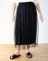 AUTUMN CASHMERE GATHERED SKIRT WITH TULLE IN BLACK