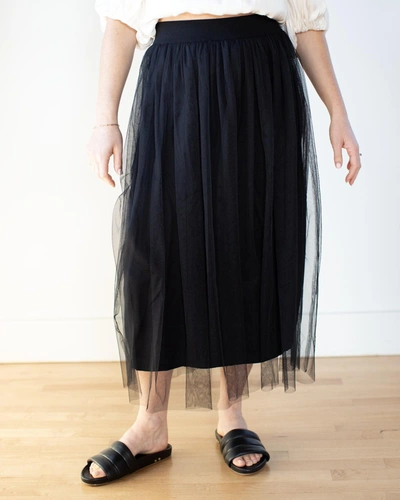 Autumn Cashmere Gathered Skirt With Tulle In Black