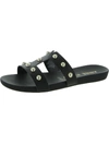ANNE KLEIN ELY WOMENS STUDDED CUSHIONED FOOTBED T-STRAP SANDALS