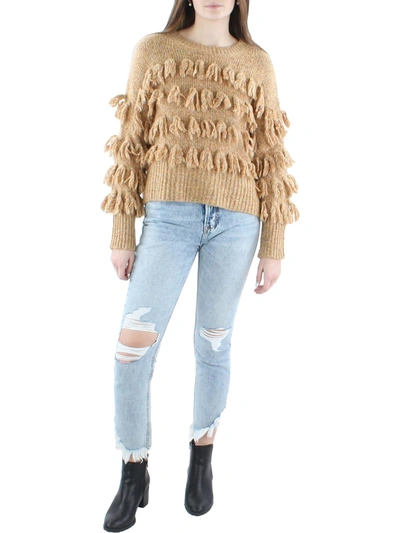 Cinq À Sept Womens Merino Wool Tassel Crewneck Sweater In Beige