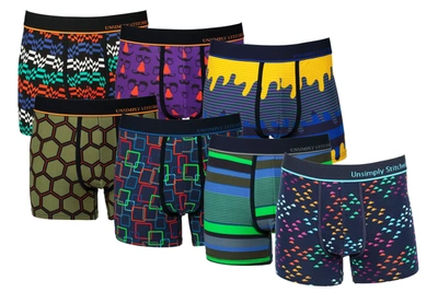 Unsimply Stitched Boxer Trunk 7 Pack In Blue Multi